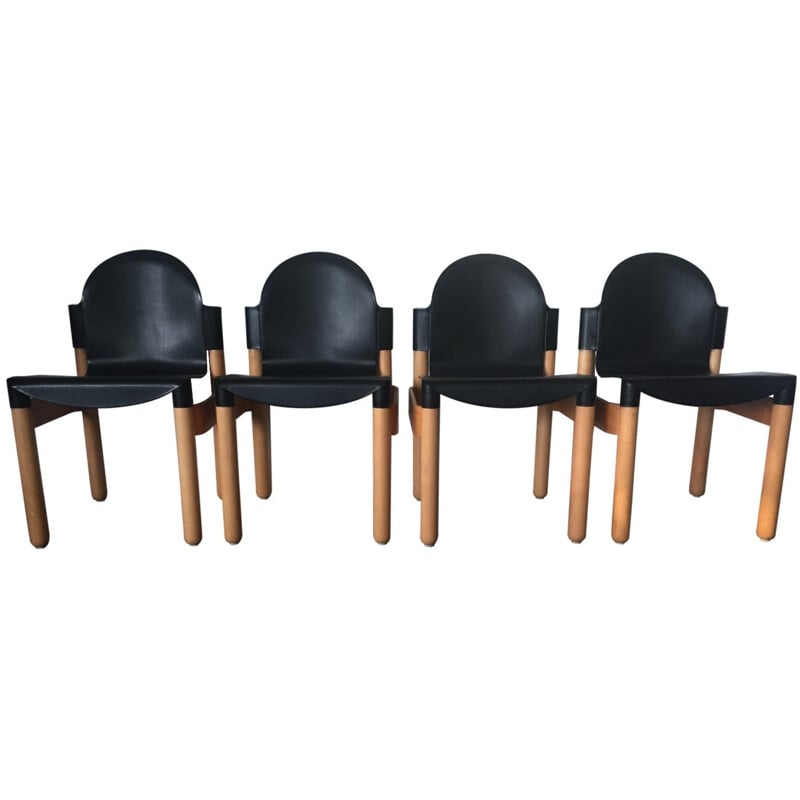 Set of 4 Thonet "Flex" chairs in beech, Gerd LANGE - 1980s