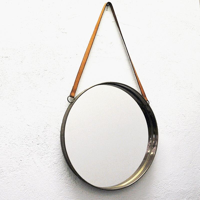 Vintage brass mirror by Bror Moje, Sweden 1960