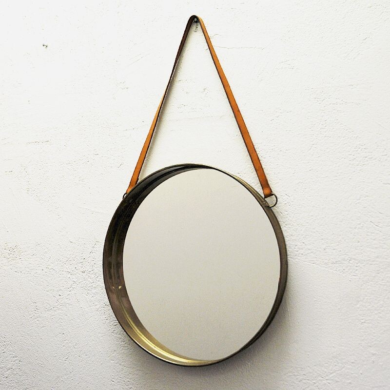 Vintage brass mirror by Bror Moje, Sweden 1960