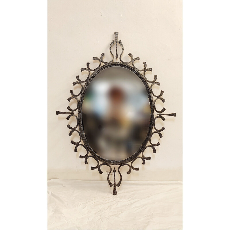 Vintage wrought iron mirror, France 1970s