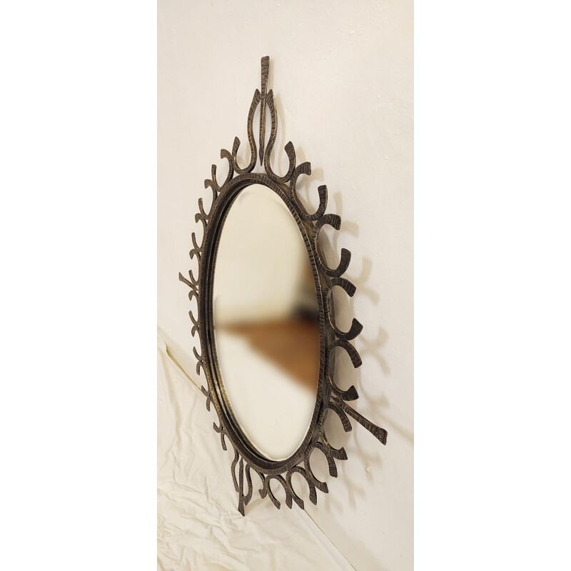 Specchio vintage in ferro battuto, Francia 1970