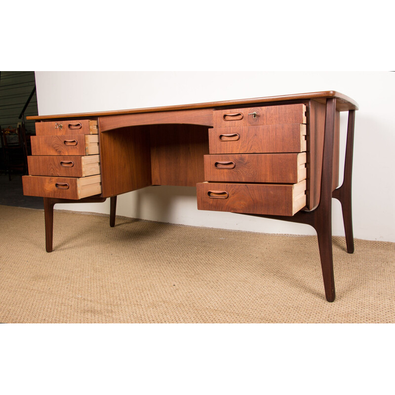 Scandinavian vintage teak executive desk by Svend Aage Madsen for H.P Hansen, Denmark 1960s