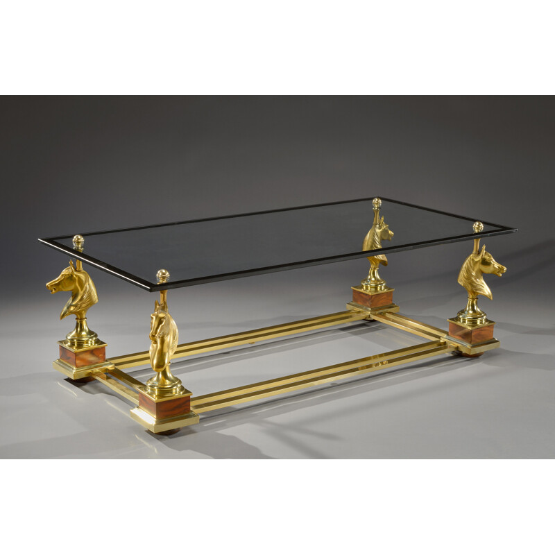 Maison Charles bronze and brass coffee table - 1970s