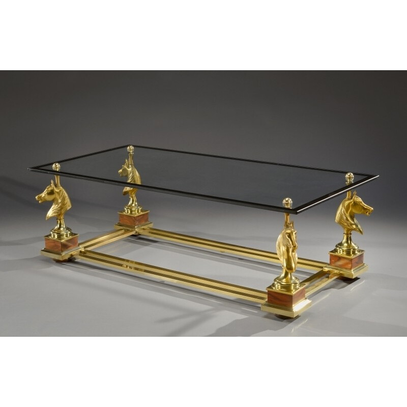 Maison Charles bronze and brass coffee table - 1970s