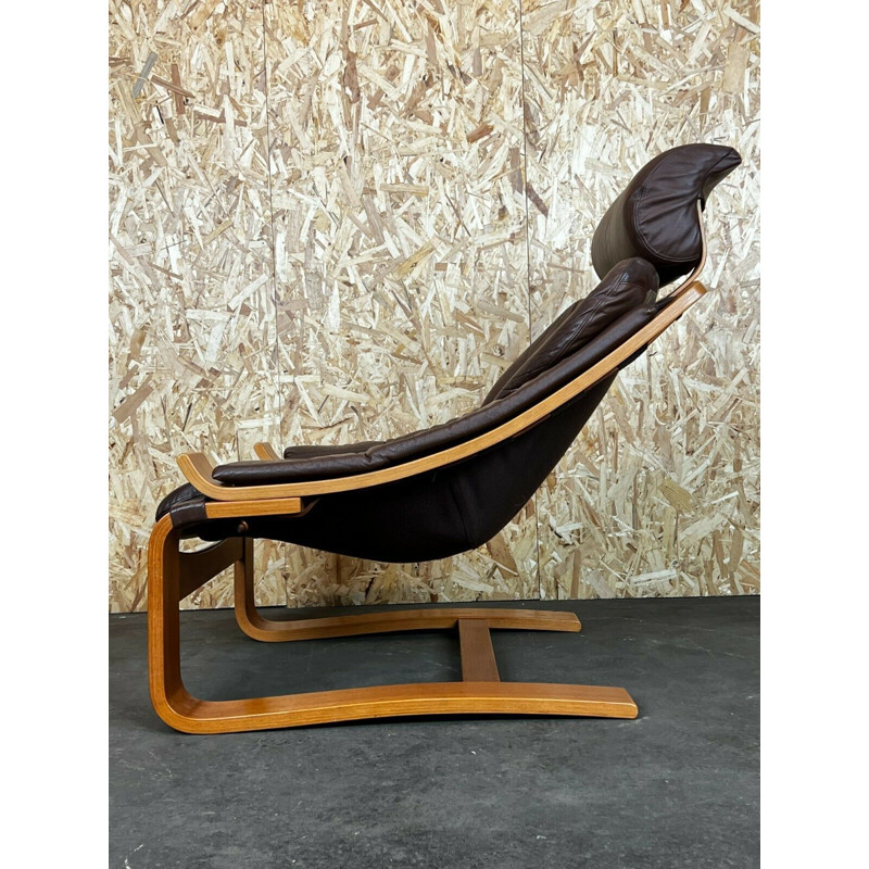Vintage Sessel aus Teakholz und Leder mit Ottomane von Ake Fribytter Nelo, Schweden 1960-1970