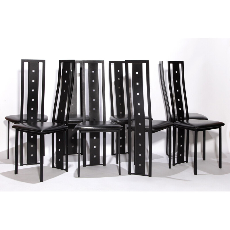 Ensemble de 6 chaises vintage en métal par Amisco Industries, 1990