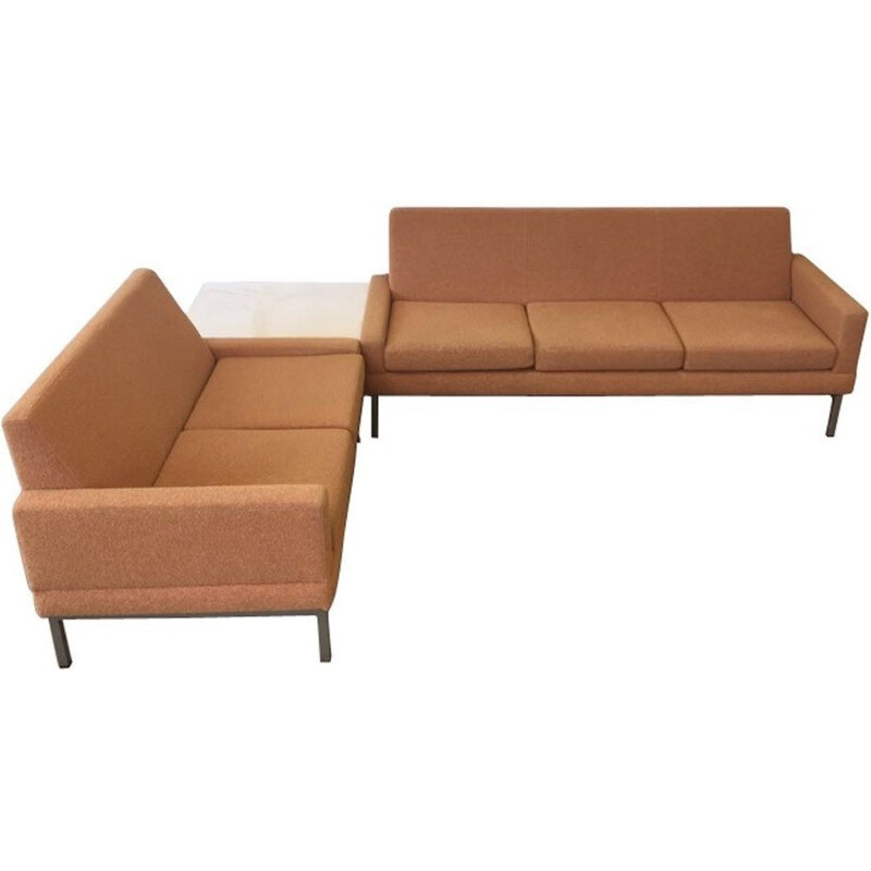 Set of Dutch sofas and table in brown fabric - 1960s