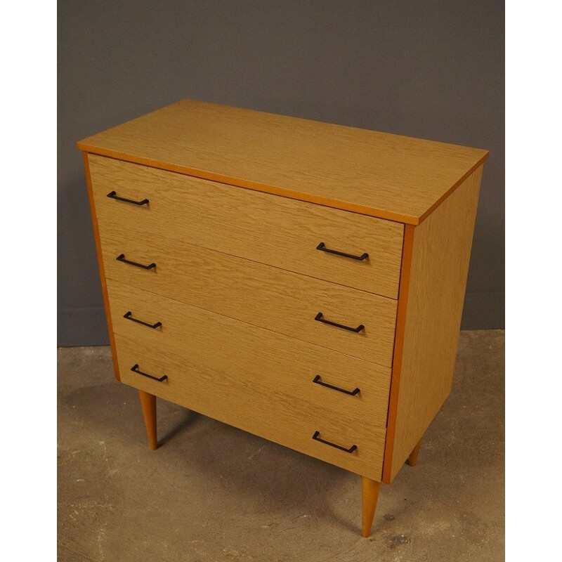 Vintage chest of drawers in oak veneer - 1960s
