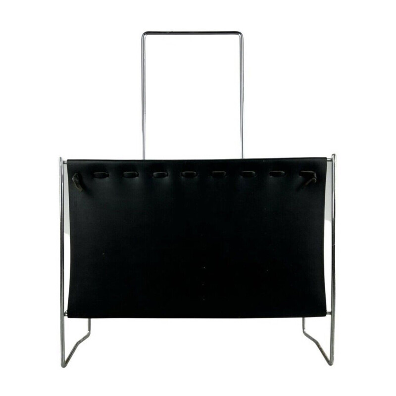 Vintage magazine rack in metal, 1960-1970s