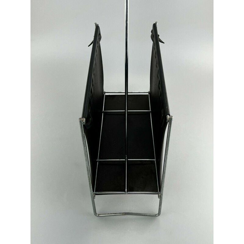 Vintage magazine rack in metal, 1960-1970s