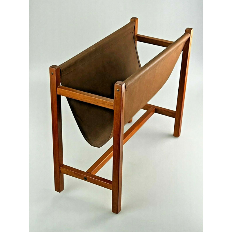 Vintage magazine rack in teak, 1960-1970s