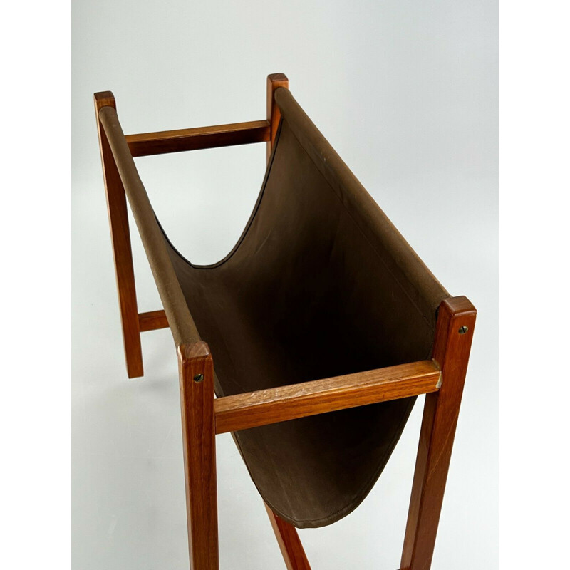 Vintage magazine rack in teak, 1960-1970s