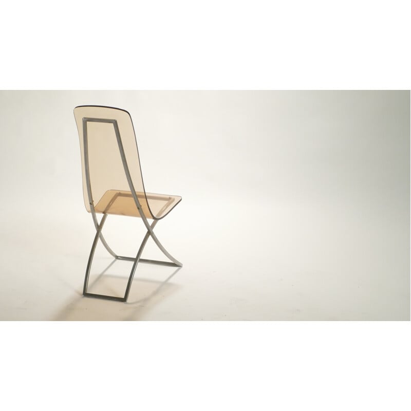 Set of 4 CH4 chairs in plexiglass, Edmond VERNASSA - 1970s