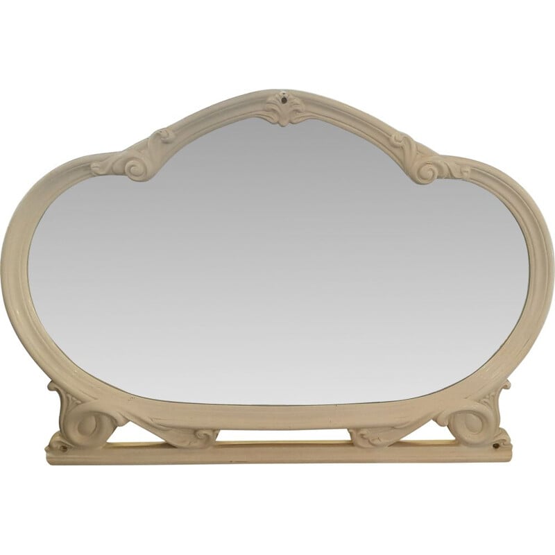 Vintage Art Nouveau dresser mirror in white lacquer