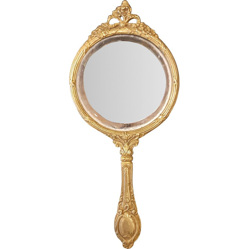 Miroir à main vintage en bronze