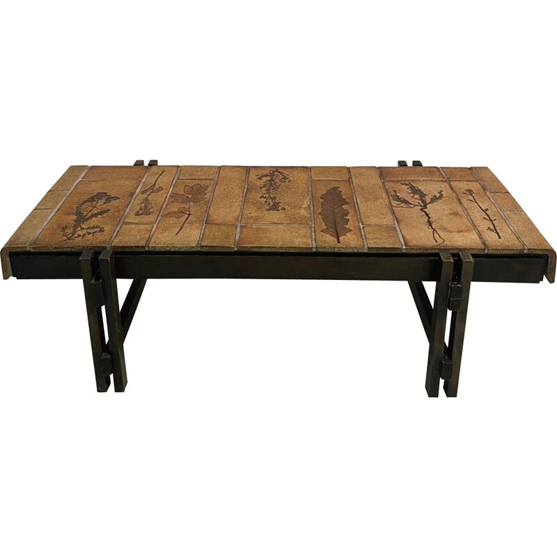 Vintage wooden coffee table by Roger Capron