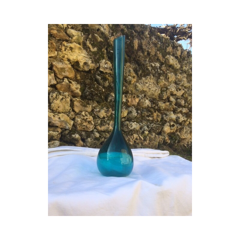 Vase soliflore vintage bleu turquoise - 1970
