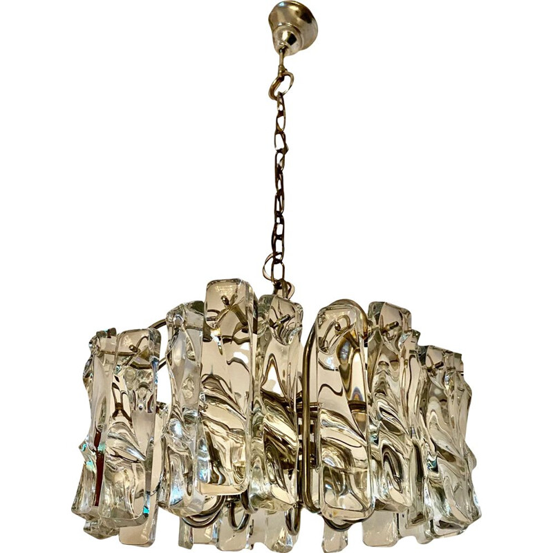 Vintage glass chandelier by Jt Kalmar, 1970