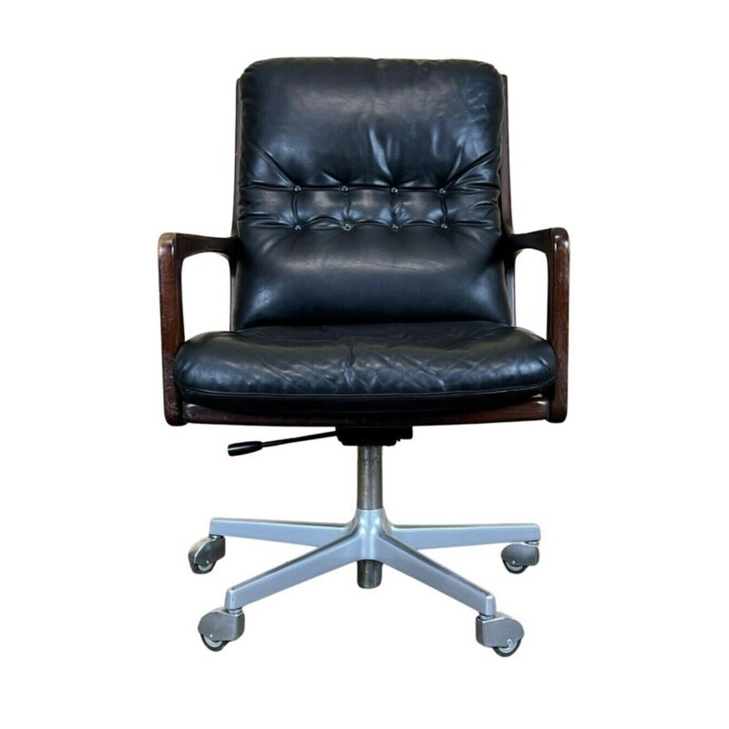 Vintage swivel office armchair in leather by Eugen Schmidt Solofom, 1960-1970s