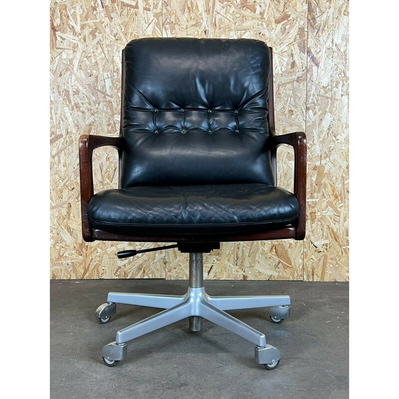 Vintage swivel office armchair in leather by Eugen Schmidt Solofom, 1960-1970s