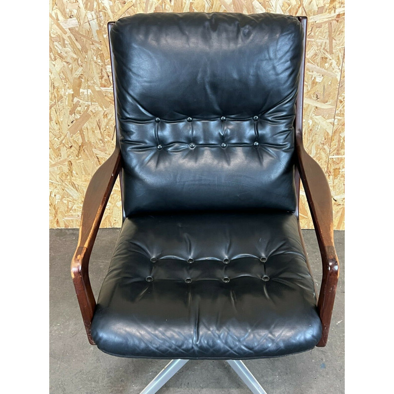 Vintage swivel office armchair in leather by Eugen Schmidt Solofom, 1960-1970s