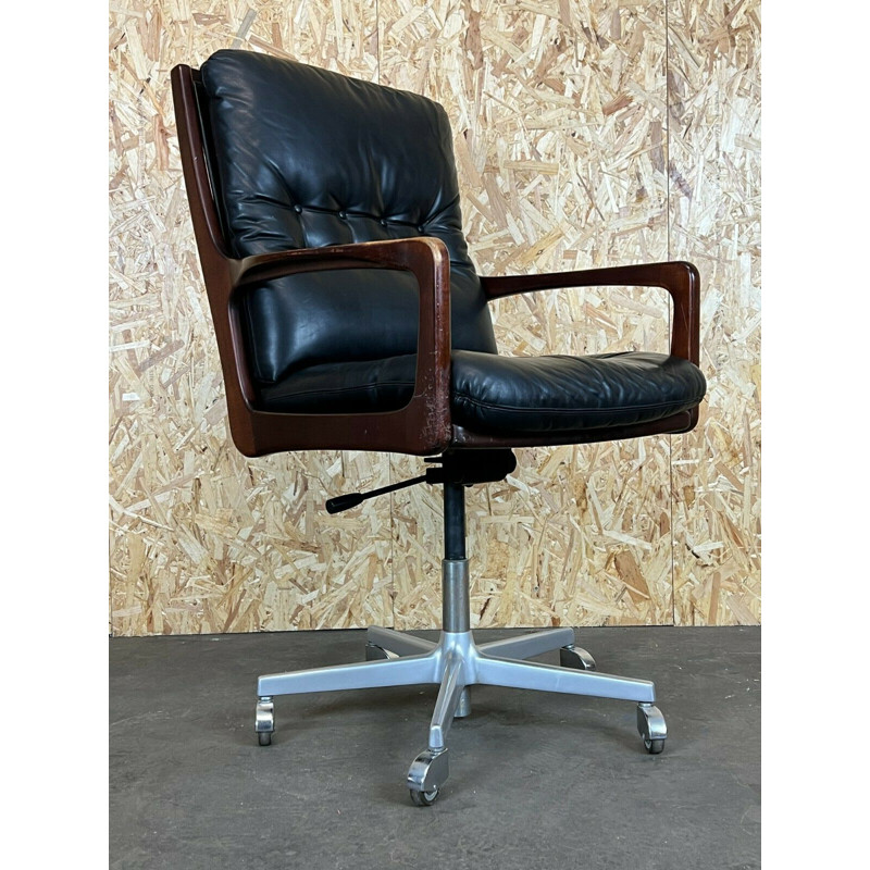 Vintage swivel office armchair in leather by Eugen Schmidt Solofom, 1960-1970s