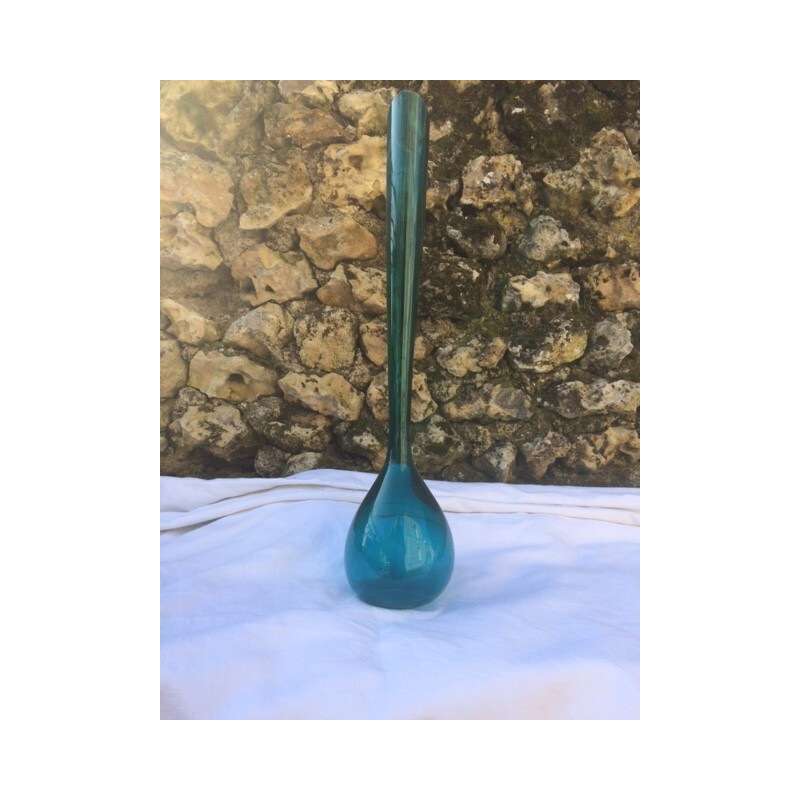 Vase soliflore vintage bleu turquoise - 1970
