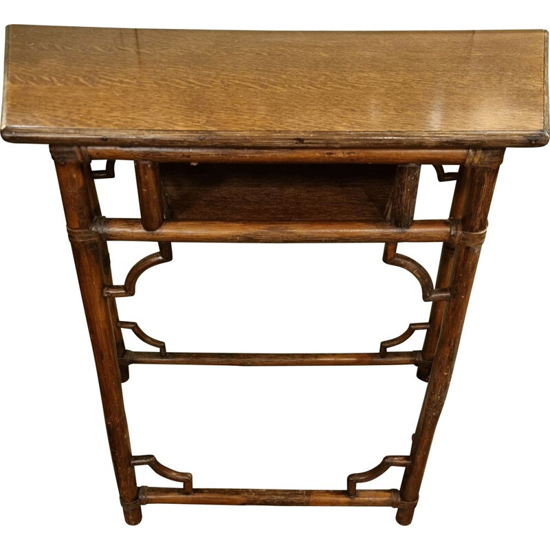 Vintage bamboo and oakwood console, 1920