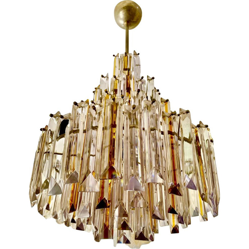 Vintage Venini chandelier in two-tone Murano glass, 1970