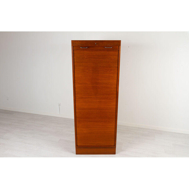 Vintage Danish teak cabinet with tambour front, 1960s