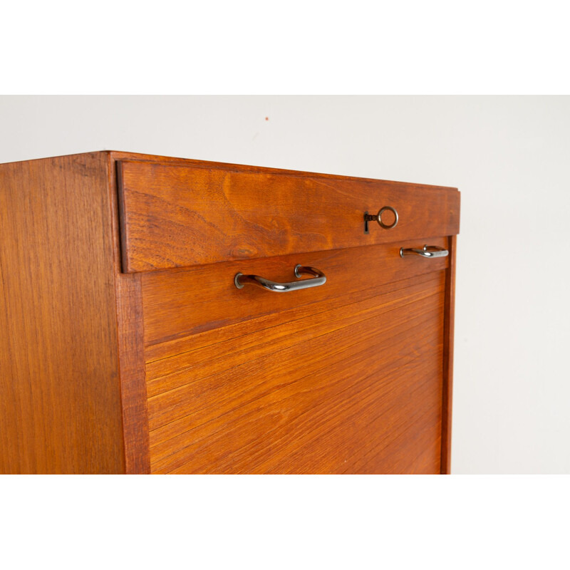 Vintage Danish teak cabinet with tambour front, 1960s