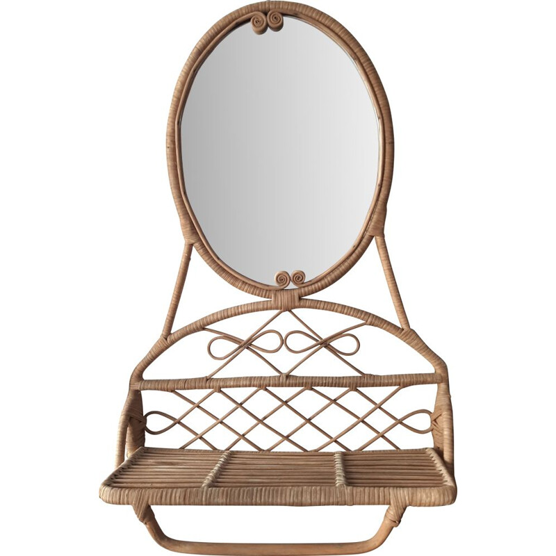 Vintage mirror in rattan peacock