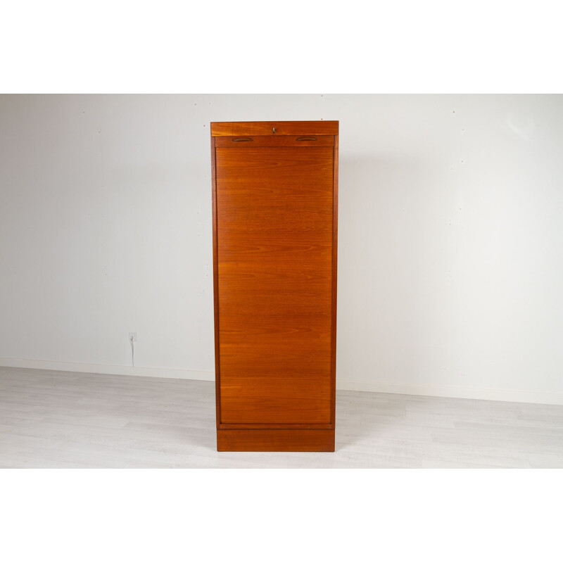 Teak vintgae cabinet with tambour front, Denmark 1960