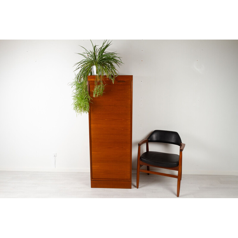 Teak vintgae cabinet with tambour front, Denmark 1960