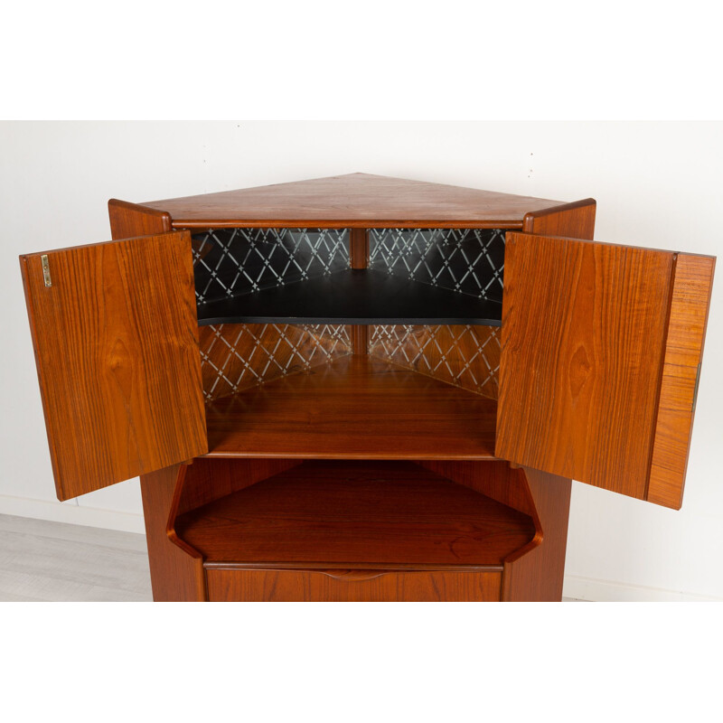 Vintage Danish teak corner cabinet with dry bar, 1960s