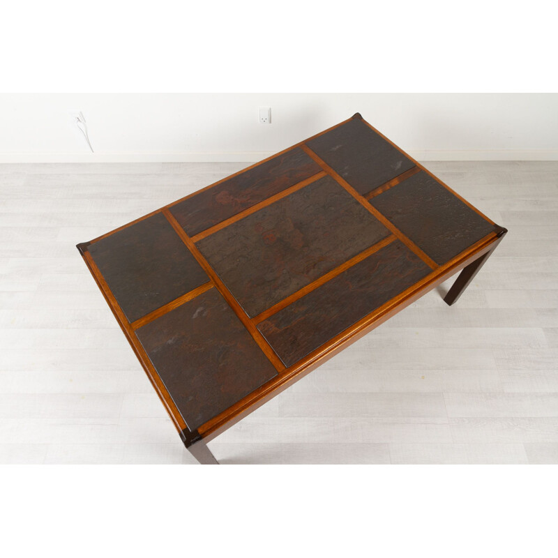 Vintage slate coffee table by Svend Langkilde, Denmark 1970