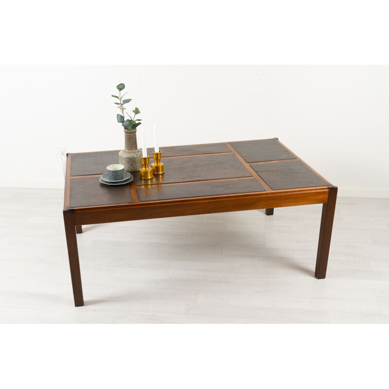 Table basse vintage en ardoise par Svend Langkilde, Danemark 1970