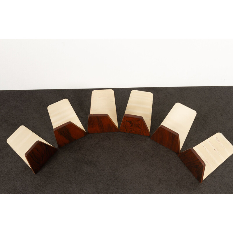 Set of 6 mid-century bookends by Kai Kristiansen for Feldballes Møbelfabrik, 1960s