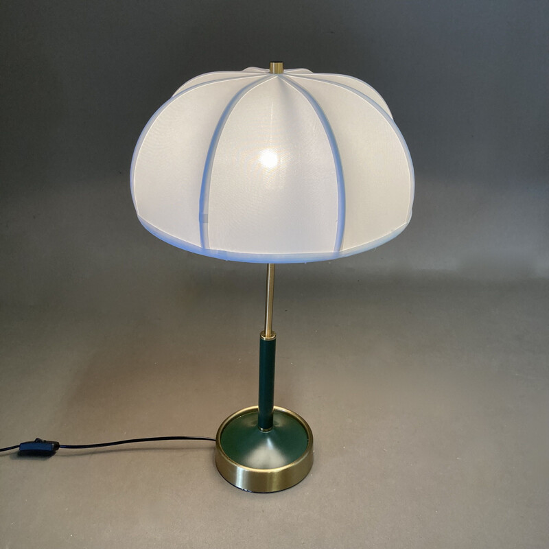 Green vintage lamp in metal and silk