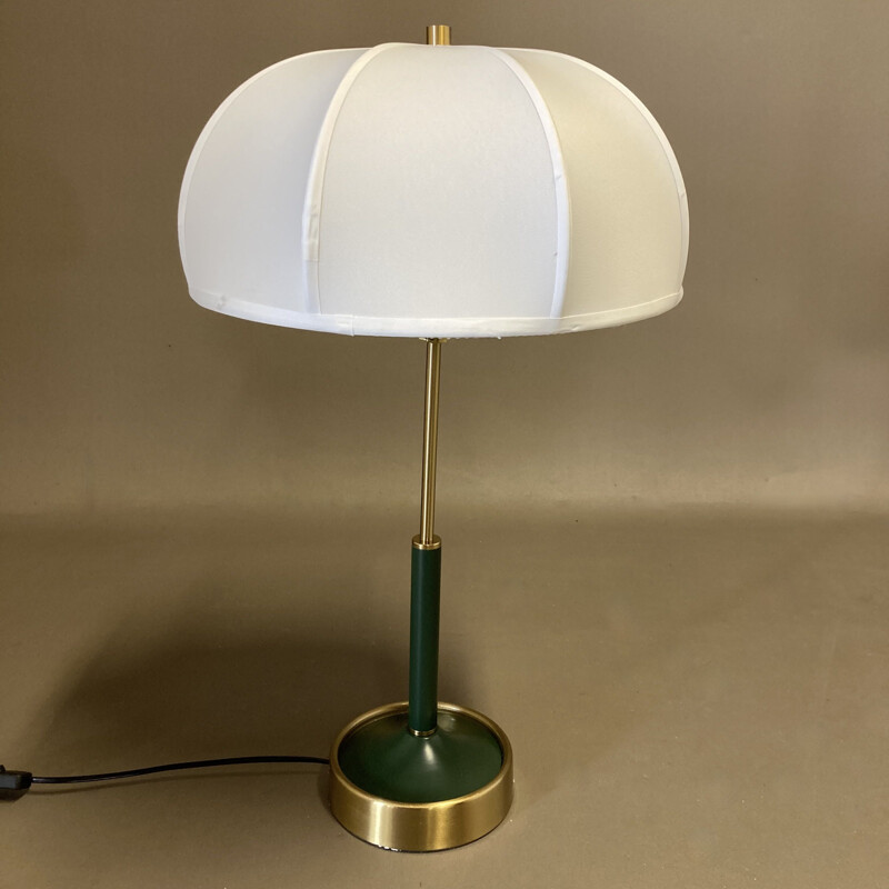 Grüne Vintage-Lampe aus Metall und Seide