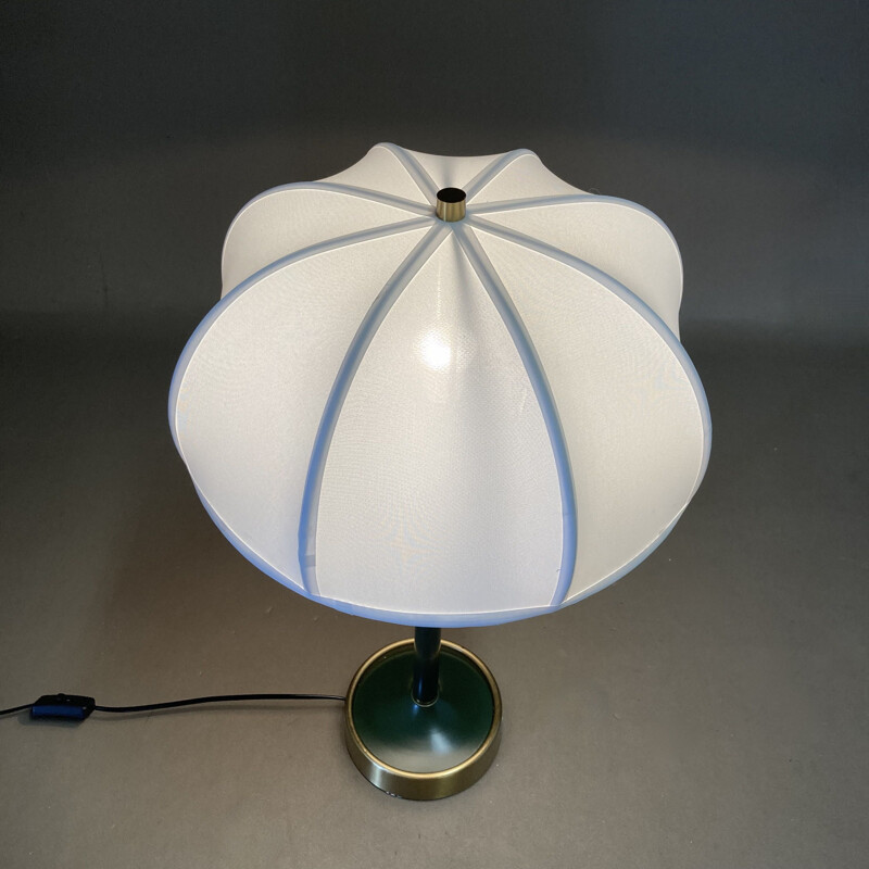 Green vintage lamp in metal and silk