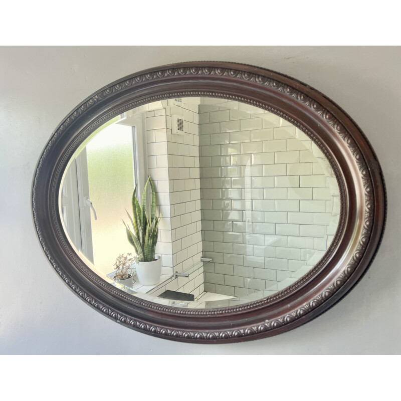 Miroir ovale vintage avec cadre en bois