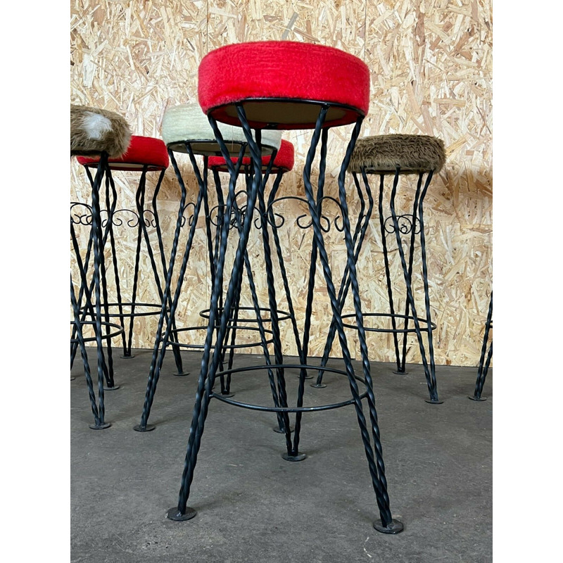 Set of 9 vintage iron cast bar stools, 1950s-1960s