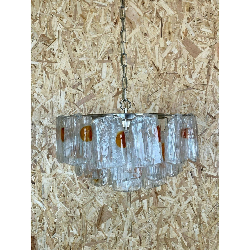 Lámpara vintage de cristal de Murano y cromo, 1970