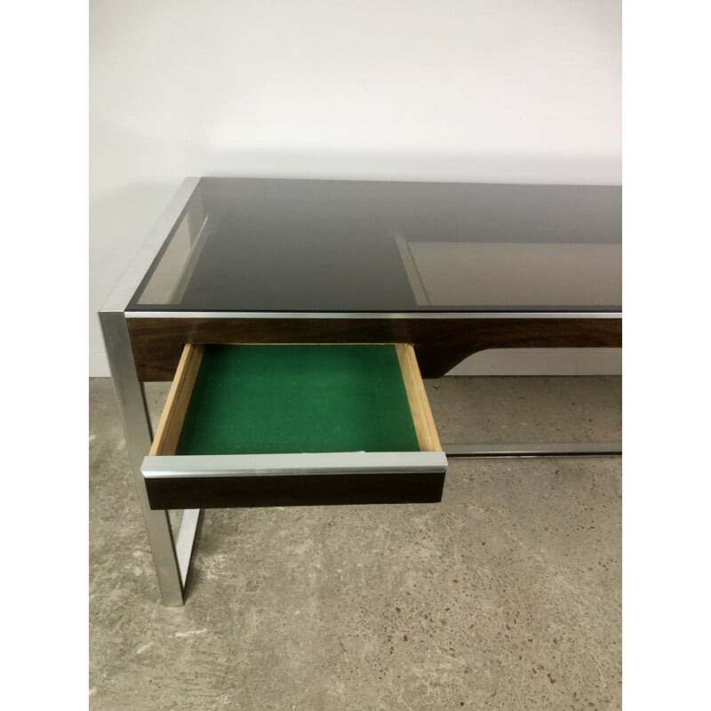 Vintage-Schreibtisch aus Metall und Palisanderholz von Claude Gaillard für Ligne Roset, 1970