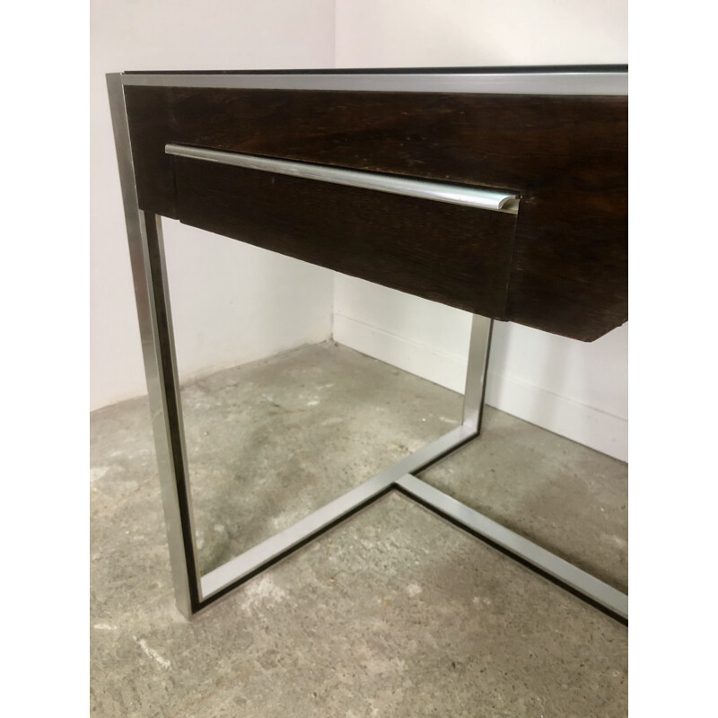 Vintage desk in metal and rosewood by Claude Gaillard for Ligne Roset, 1970