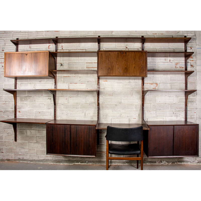 Danish vintage modular shelf in Rio rosewood by Poul Cadovius, 1960