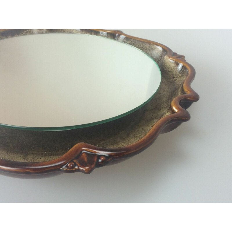 Vintage ceramic wall mirror by Pan, 1970