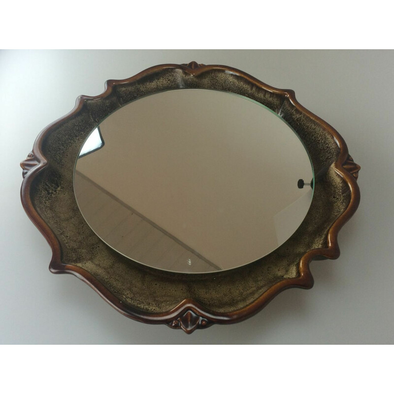 Vintage ceramic wall mirror by Pan, 1970