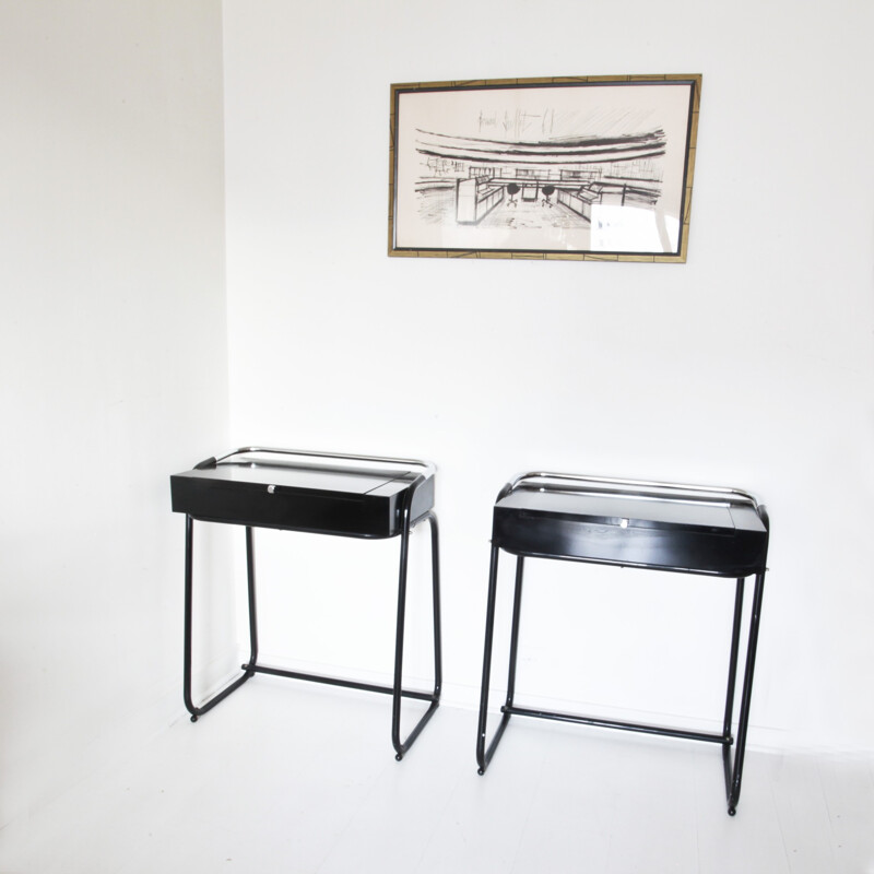 Set of 2 chromed metal and formica dressing tables - 1960s